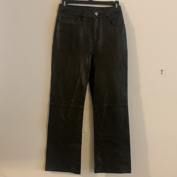 Maje Womens Perry Leather Straight Leg Flared Crop Pants US 0 Black FR 34 -Flaw- - Picture 14 of 16